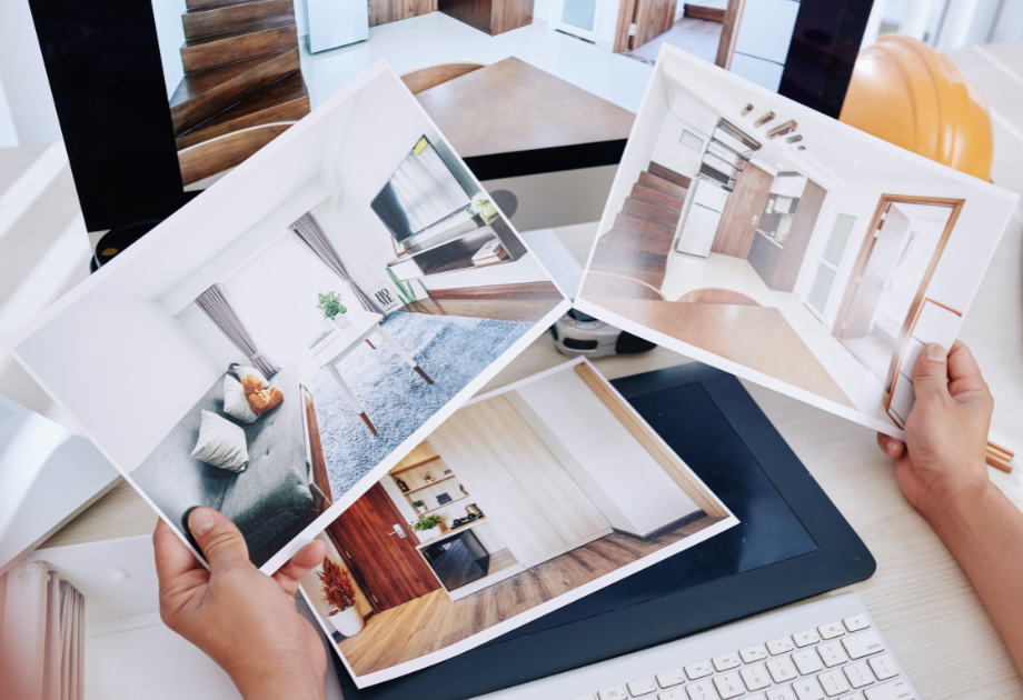 looking at photos of flooring